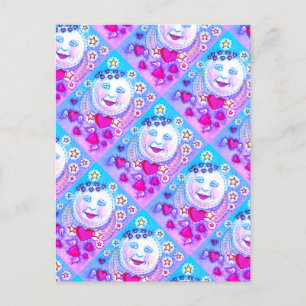 VALENTINE MAN IN THE MOON, HEAVENLY STARS & HEARS FEESTDAGENKAART