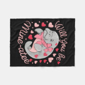 Valentine Manatee Cute Animal Hearts Will You Be M Fleece Deken (Voorkant (Horizontaal))