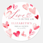 Valentine Modern Whimsical Hearts Bridal Shower Ronde Sticker (Voorkant)