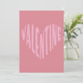 Valentine moderne typografie roze hart feestdagenkaart (Staand voorkant)