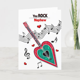 Valentine NephewHeart Guitar Music Feestdagen Kaart