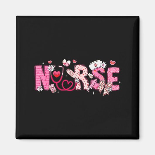 Valentine Nicu Icu Er Rn Nurse Scrub Top Women Gir Magneet (Voorkant)