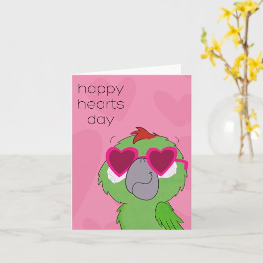 Valentine parrot kaart (Gele Bloem)