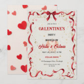 Valentine Party Invitation Printable Kaart (Voorkant / Achterkant)