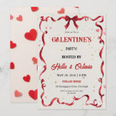 Valentine Party Invitation Printable Kaart (Voorkant / Achterkant)
