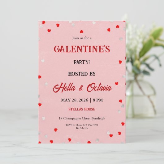 Valentine Party Invitation Printable Template Kaart (Staand voorkant)