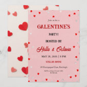 Valentine Party Invitation Printable Template Kaart (Voorkant / Achterkant)