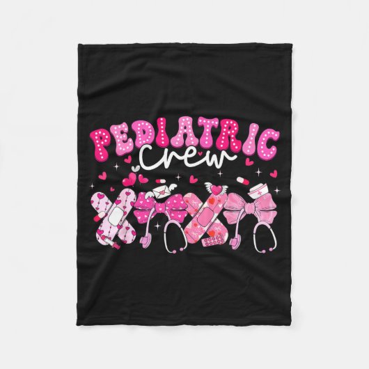 Valentine Pediatric Crew Xoxo Nurse Coquette Bow P Fleece Deken (Voorkant)