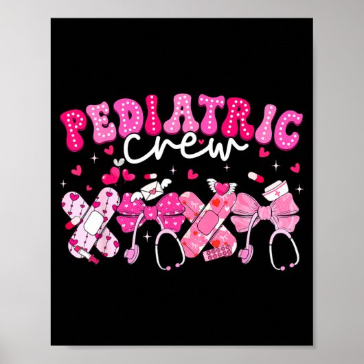 Valentine Pediatric Crew Xoxo Nurse Coquette Bow P Poster (Voorkant)