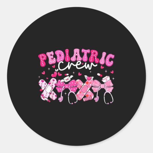 Valentine Pediatric Crew Xoxo Nurse Coquette Bow P Ronde Sticker (Voorkant)
