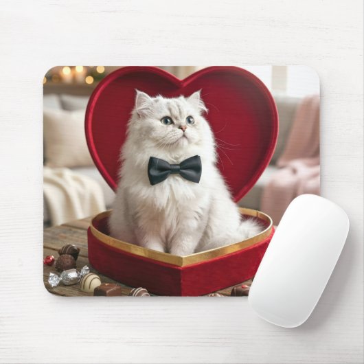 Valentine Persian Cat In Candy Box Muismat (Met muis)