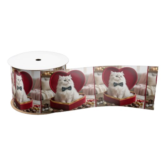 Valentine Persian Cat In Chocolate Candy Box Satijnen Lint (Spoel)