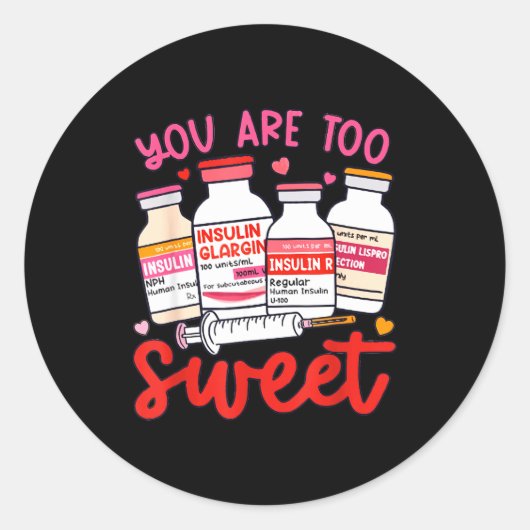 Valentine Pharmacist Diabetic Nurse Insulin Diabet Ronde Sticker (Voorkant)