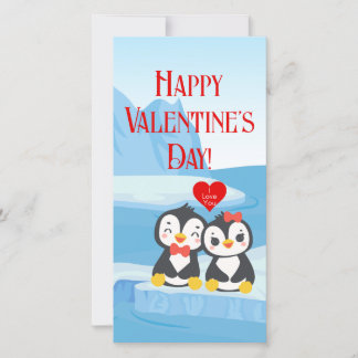 Valentine Pinguïn Paar Lange Wenskaart
