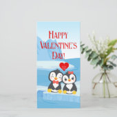 Valentine Pinguïn Paar Lange Wenskaart (Staand voorkant)