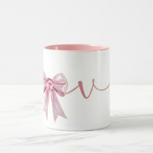 Valentine Pink Bow Mok (Midden)