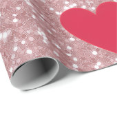 Valentine Pink Glitter & Hearts Wrapping Paper  Cadeaupapier (Rol Hoek)