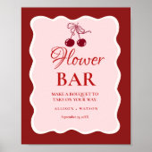 Valentine Pink Heart bridal shower flower bar Sign Poster (Voorkant)