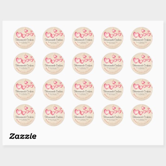 Valentine Pink Heart Garland Kraft Paper Bakery Ronde Sticker (Vel)
