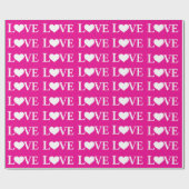 Valentine pink white Love hearts pattern Cadeaupapier (Vlak)