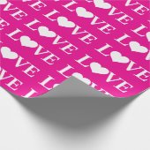 Valentine pink white Love hearts pattern Cadeaupapier (Hoek)