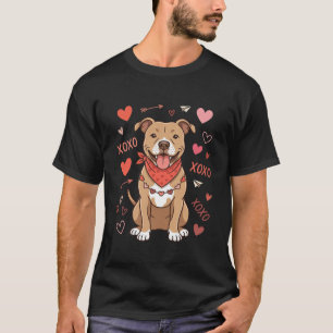 Valentine Pitbull Hond XOXO Liefde Design T-shirt