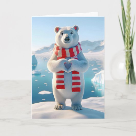 Valentine Polar Bear With Paws Forming a Heart Kaart (Voorkant)