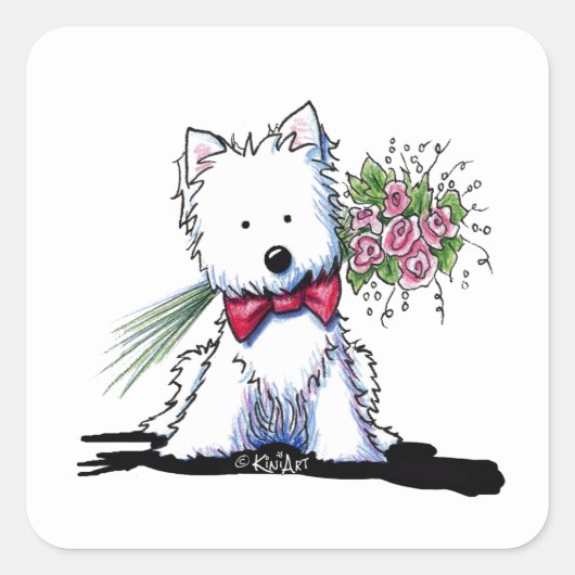 Valentine Prince Westie Stickers (Voorkant)