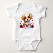 Valentine Puppy, Whimsical Valentine, Personalized Romper (Voorkant)