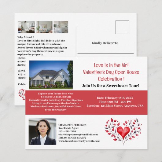 Valentine Real Estate Open Huis Uitnodiging (Voorkant / Achterkant)