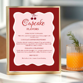Valentine Red and pink Cupcake flavors sign Poster