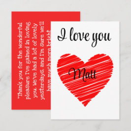 Valentine Red Happy heart romance graphic Bedankkaart