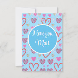 Valentine Red Happy heart romance graphic Bedankkaart