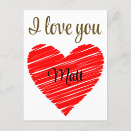 Valentine Red Happy heart romance graphic Briefkaart