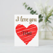 Valentine Red Happy heart romance graphic Briefkaart (Staand voorkant)