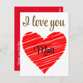 Valentine Red Happy heart romance graphic Briefkaart (Voorkant / Achterkant)