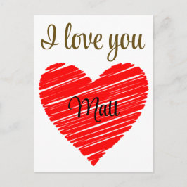 Valentine Red Happy heart romance graphic Briefkaart