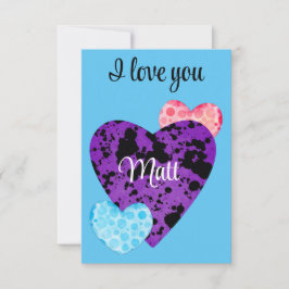 Valentine Red Happy hearts romance graphic Bedankkaart