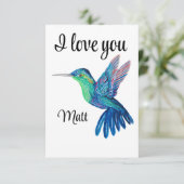 Valentine Red Happy hummingbird romance graphic Bedankkaart (Staand voorkant)