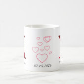 Valentine Red Heart Floral Letter X Initial Mug Koffiemok (Center)