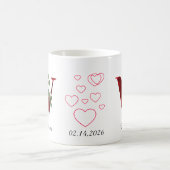Valentine Red Heart Floral Letter X Initial Mug Koffiemok (Center)