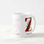 Valentine Red Heart Floral Letter Z Initial Mug Koffiemok (Voorkant rechts)