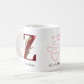Valentine Red Heart Floral Letter Z Initial Mug Koffiemok (Voorkant links)