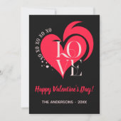  Valentine Red Heart Love Card. Custom Text & Name Feestdagenkaart (Voorkant)