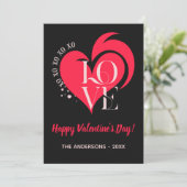  Valentine Red Heart Love Card. Custom Text & Name Feestdagenkaart (Staand voorkant)
