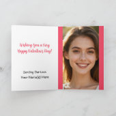  Valentine Red Heart Love. Custom Text & Photo Kaart (Binnen)