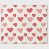 Valentine Red Heart Pattern Wrapping Paper Cadeaupapier (Vlak)