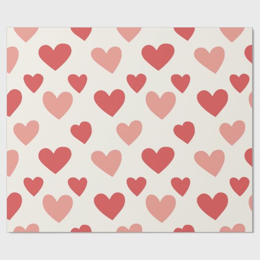 Valentine Red Heart Pattern Wrapping Paper Cadeaupapier (Vlak)