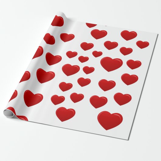 Valentine Red Hearts Wrapping Paper – Romantisch Cadeaupapier (Uitgerold)