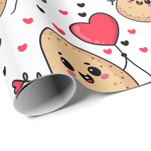 Valentine Romantic Potato Cadeaupapier (Rol Hoek)